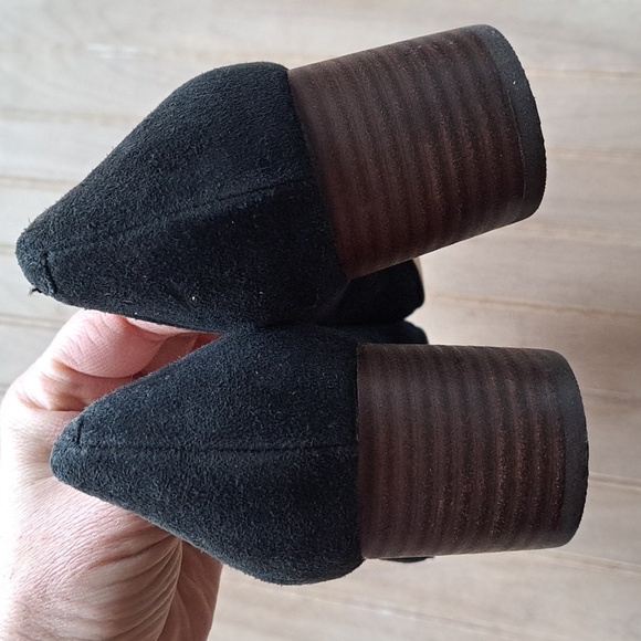 Sole Society Andorra Suede Leather Pointy Toe Chunky Heel Elegant Classy Pumps - Picture 4 of 10